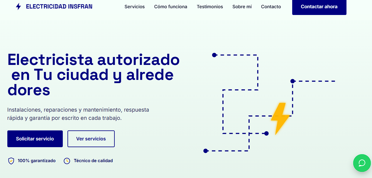 Sitio web de servicios eléctricos Insfrán